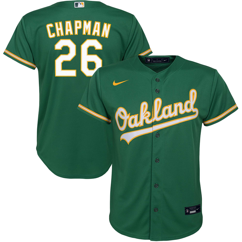 2020 MLB Youth Oakland Athletics #26 Matt Chapman Nike Kelly Green Alternate 2020 Replica Player Jersey 1